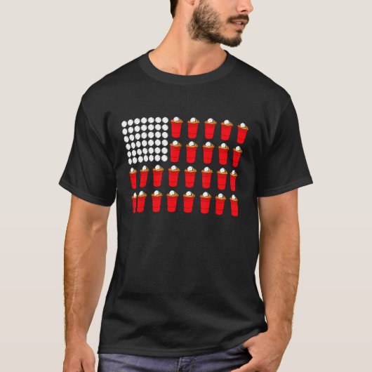 Beer Pong American Flag T-Shirt (Vorderseite)