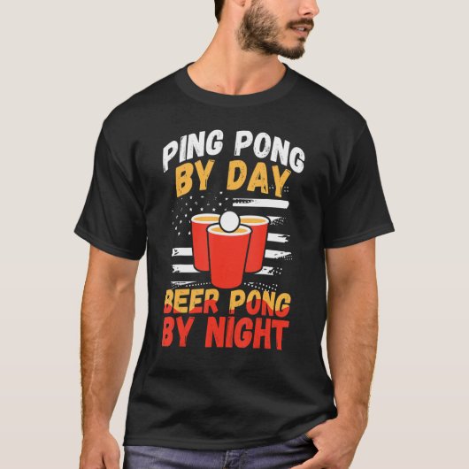 Beer Pong by Night Tischtennis Player T-Shirt (Vorderseite)