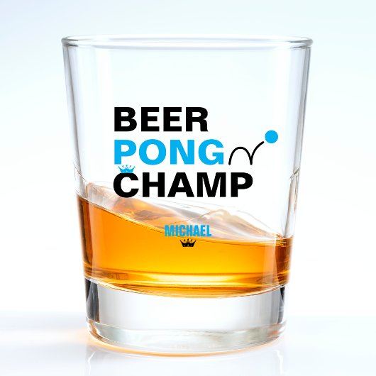 Beer Pong Champ Champion Blue & Black Schnapsglas