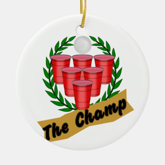 Beer Pong Champ Keramik Ornament (Vorne)