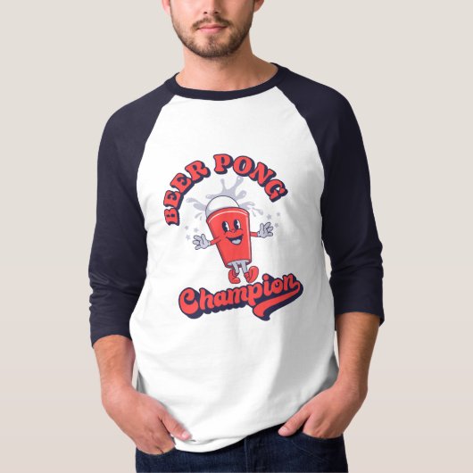 Beer Pong Champion Funny Drink Game T-Shirt (Vorderseite)