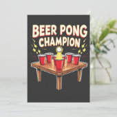 Beer Pong Champion Ping Pong Drink Einladung (Stehend Vorderseite)