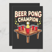 Beer Pong Champion Ping Pong Drink Einladung (Vorne/Hinten)