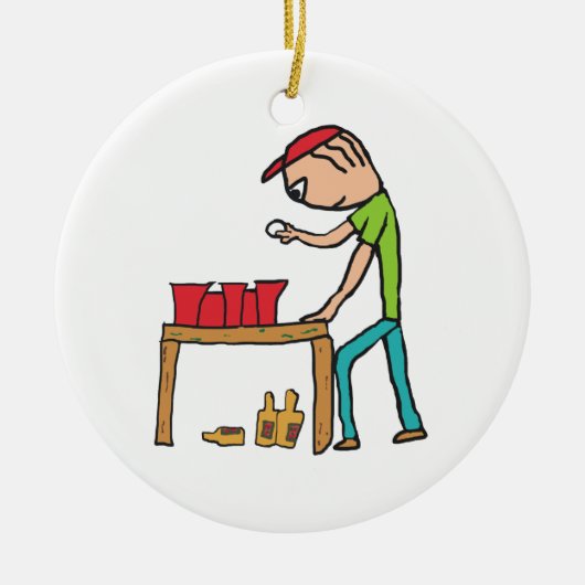 Beer Pong Keramik Ornament (Vorne)