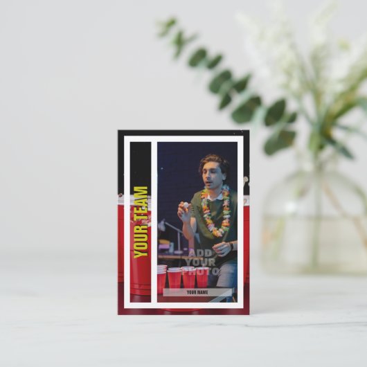 Beer Pong Player Trading Card Souvenir Telefonnummerkarte (Stehend Vorderseite)