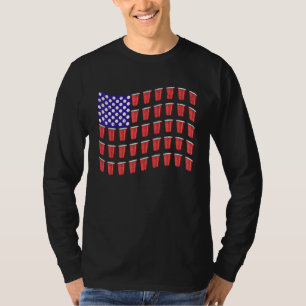 Beer Pong Red Cup American Flag USA 4. Juli T-Shirt
