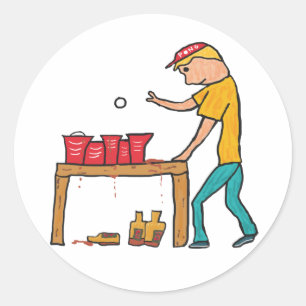 Beer Pong Runder Aufkleber