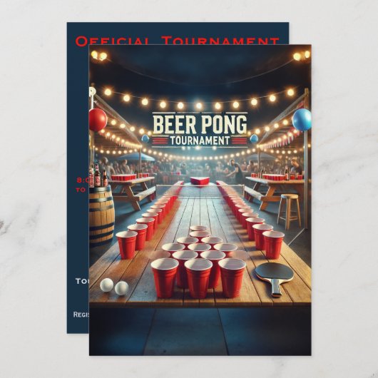 Beer Pong Turnament (Party) Einladung (Vorne/Hinten)