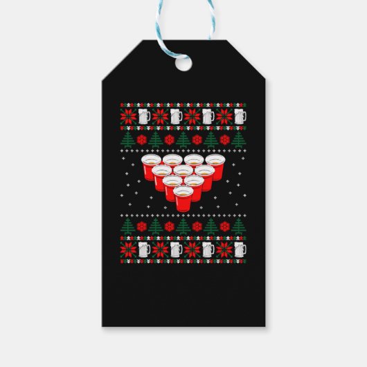 Beer Pong Ugly Christmas Geschenkanhänger (Vorderseite)