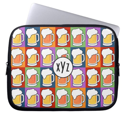 BEER Pop Art kundenspezifische Monogramm Laptop-Är Laptopschutzhülle (Vorderseite)
