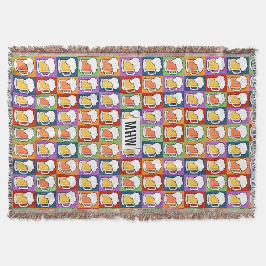 BEER Pop Art kundenspezifische Monogramm-Werfer Decke (Vorderseite)