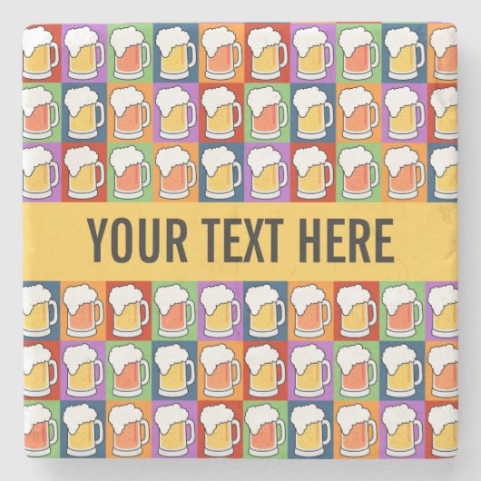 BEER Pop Kunst Untersetzer aus Marmor (Vorderseite)