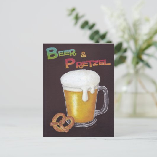 Beer & Pretzel Postkarte (Stehend Vorderseite)