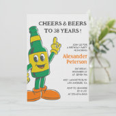 Beer Rustic Funny Men Einladung zum 38. Geburtstag (Stehend Vorderseite)