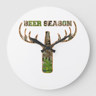 Beer Season Hunting Season Gift For Hunter Große Wanduhr