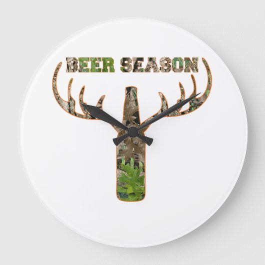 Beer Season Hunting Season Gift For Hunter Große Wanduhr (Vorderseite)