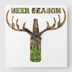 Beer Season Hunting Season Gift For Hunter Quadratische Wanduhr