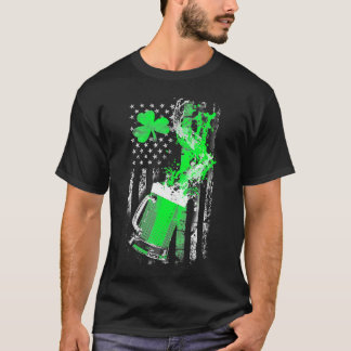 Beer Splash St Patrick's Day Kleeblatt Clover Amer T-Shirt