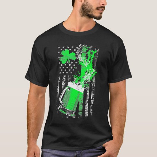 Beer Splash St Patrick's Day Kleeblatt Clover Amer T-Shirt (Vorderseite)