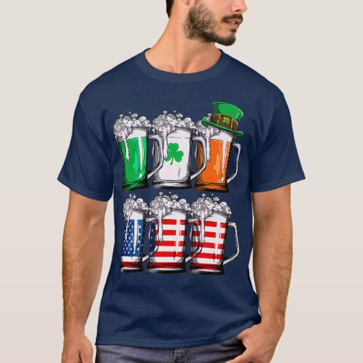 Beer St Patricks Day Men Irish American Flag Tasse T-Shirt (Vorderseite)