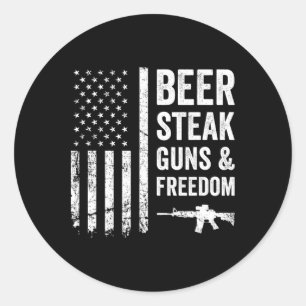 Beer Steak Guns and Freedom - US Grillen American Runder Aufkleber