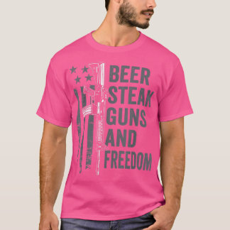 Beer Steak Guns & Freedom Drinking BBQ AR15 USA F T-Shirt