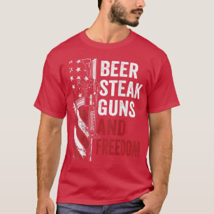 Beer Steak Guns & Freedom GRILLEN AR15 Gun USA Fla T-Shirt