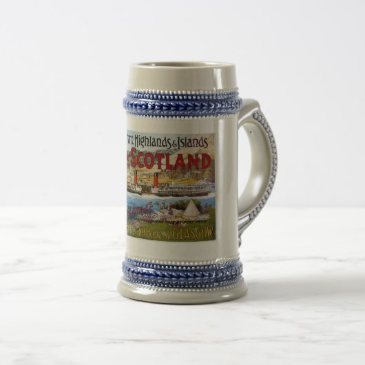 Beer Stein Vintag Scotland Travel Poster 22oz Bierglas (VorderseiteRechts)