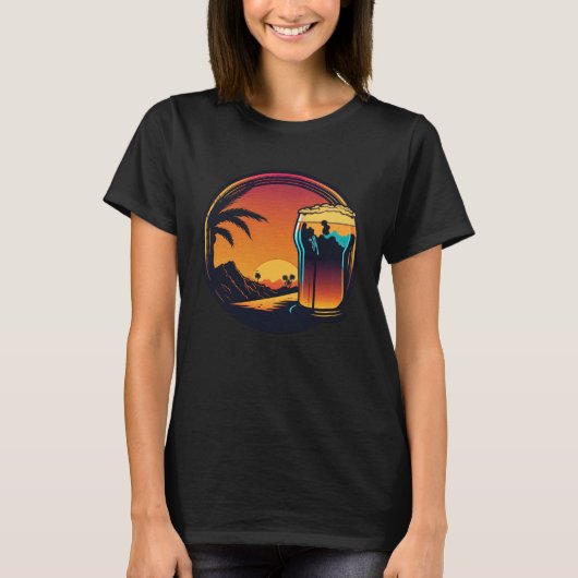 Beer Synthwave 80s Retrowave Aesthetic T-Shirt (Vorderseite)