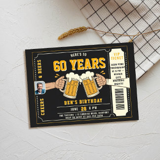 Beer Themed Black Ticket Men Adult Geburtstags-Fot Einladung