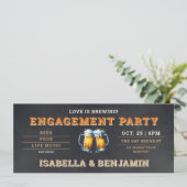 Beer Themed Brauerei Black Ticket Engagement Party Einladung (Stehend Vorderseite)