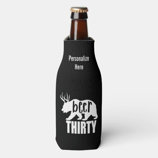 Beer Thirty Flasche Koozie | Blockbuchstabe Flaschenkühler (Flaschenvorderseite)