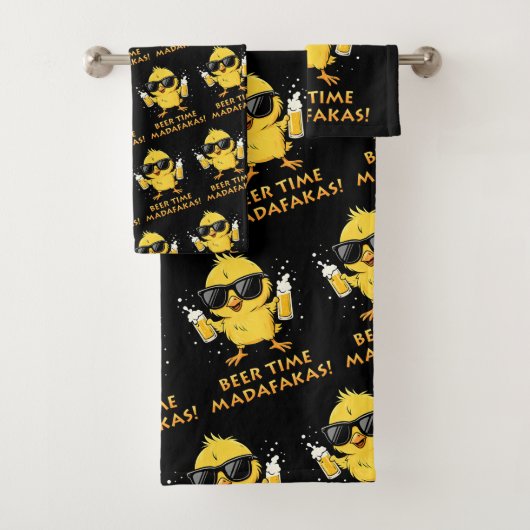 Beer Time Madafakas Funny Meme Duck Rodelbahn mit Badhandtuch Set (Insitu)