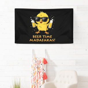 Beer Time Madafakas Funny Meme Duck Rodelbahn mit  Banner