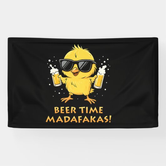 Beer Time Madafakas Funny Meme Duck Rodelbahn mit Banner (Horizontal)