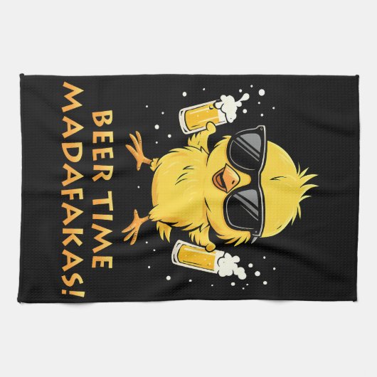 Beer Time Madafakas Funny Meme Duck Rodelbahn mit Geschirrtuch (Horizontal)