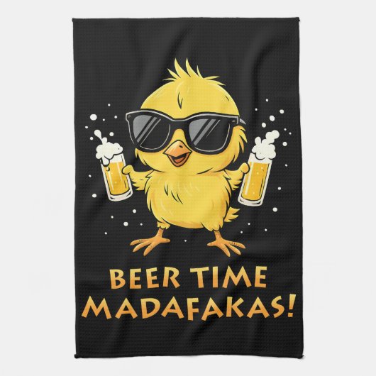 Beer Time Madafakas Funny Meme Duck Rodelbahn mit Geschirrtuch (Vertikal)