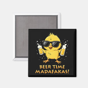 Beer Time Madafakas Funny Meme Duck Rodelbahn mit  Magnet