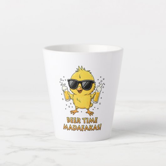 Beer Time Madafakas Funny Meme Duck Rodelbahn mit  Milchtasse (Vorderseite)