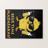 Beer Time Madafakas Funny Meme Duck Rodelbahn mit  Puzzle (Horizontal)