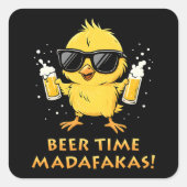 Beer Time Madafakas Funny Meme Duck Rodelbahn mit Quadratischer Aufkleber (Vorderseite)