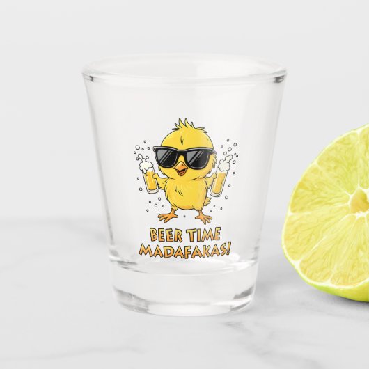 Beer Time Madafakas Funny Meme Duck Rodelbahn mit Schnapsglas (Vorderseite)