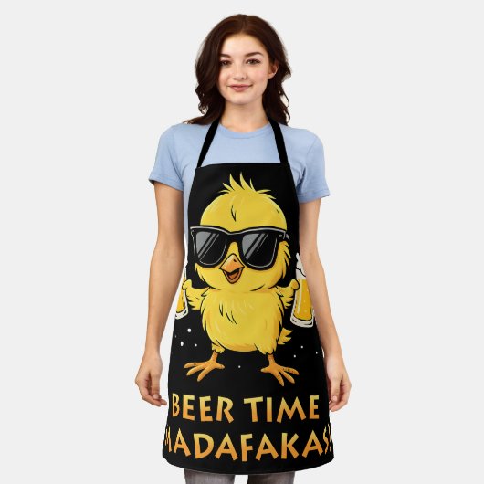 Beer Time Madafakas Funny Meme Duck Rodelbahn mit Schürze (Getragen)