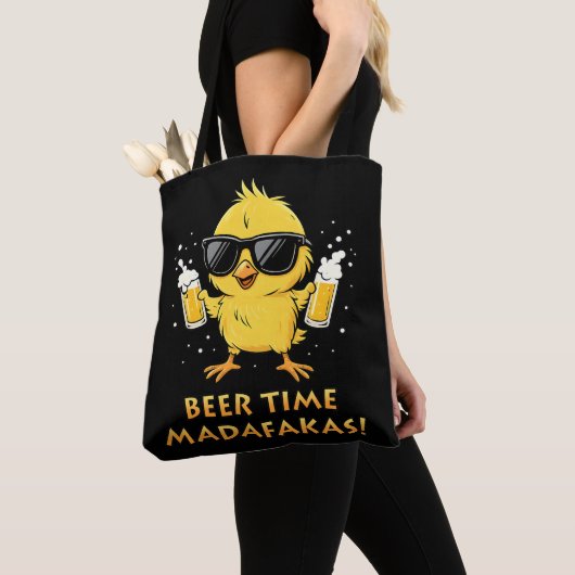 Beer Time Madafakas Funny Meme Duck Rodelbahn mit  Tasche (Von Nahem)