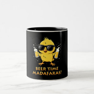 Beer Time Madafakas Funny Meme Duck Rodelbahn mit  Zweifarbige Tasse