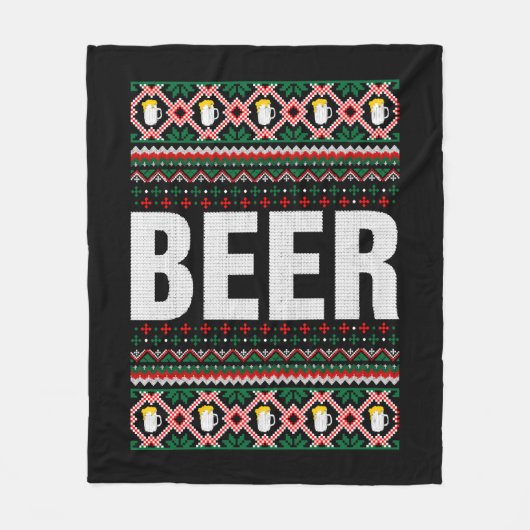 Beer Ugly Christmas Fleecedecke (Vorderseite)