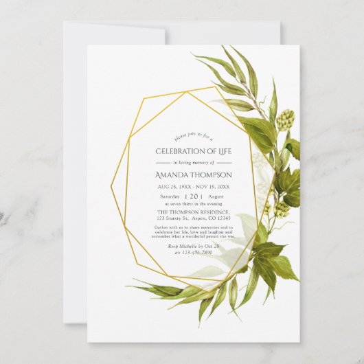 Beer Willow Geometric Celebration of Life Einladung (Vorderseite)