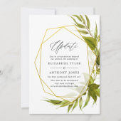 Beer Willow Green & Gold Geometric Wedding Update Einladung (Vorderseite)