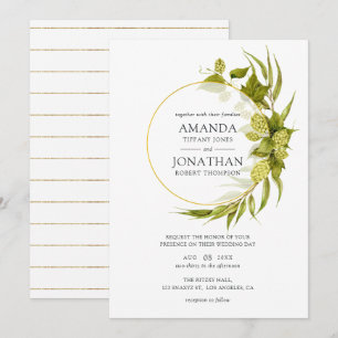 Beer Willow Greenery und Gold Geometric Wedding Einladung