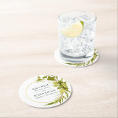 Beer Willow Greenery und Gold Geometric Wedding in Runder Pappuntersetzer (Vor Ort)